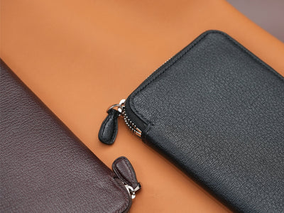 Bespoke Long Wallets in Black & Brown Chevre