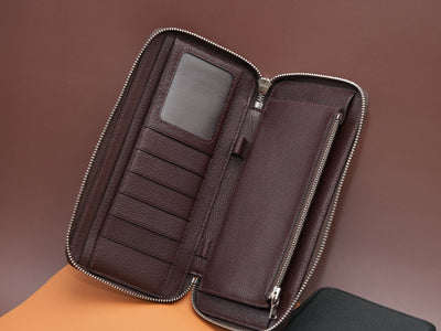 Bespoke Long Wallets in Black & Brown Chevre