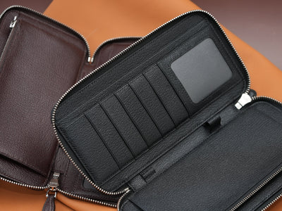 Bespoke Long Wallets in Black & Brown Chevre