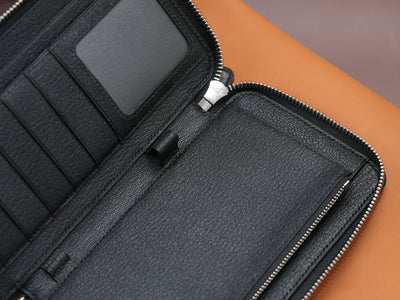 Bespoke Long Wallets in Black & Brown Chevre