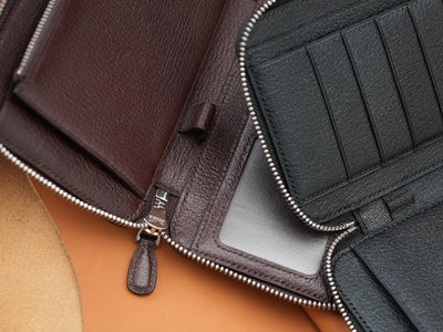 Bespoke Long Wallets in Black & Brown Chevre