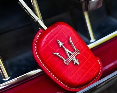 Bespoke Key Fob Cover in Ferrari Red Crocodile