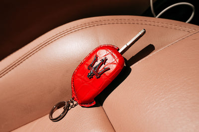 Bespoke Key Fob Cover in Ferrari Red Crocodile
