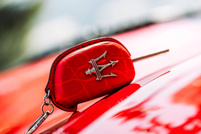 Bespoke Key Fob Cover in Ferrari Red Crocodile