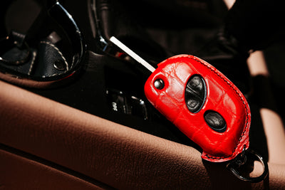 Bespoke Key Fob Cover in Ferrari Red Crocodile