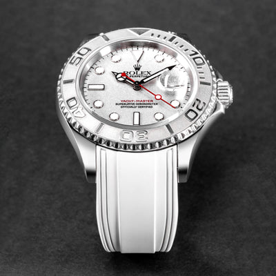 Solitaire Rubber straps in Snowy White for Rolex Yacht-Master 116622