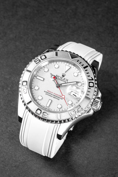 Solitaire Rubber straps in Snowy White for Rolex Yacht-Master 116622