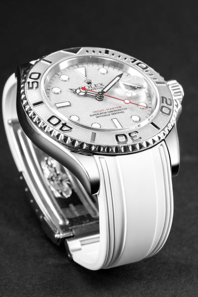 Solitaire Rubber straps in Snowy White for Rolex Yacht-Master 116622