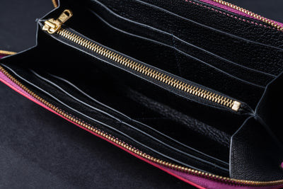 Bespoke Long Wallet in Pink with Gold Pink Alligator