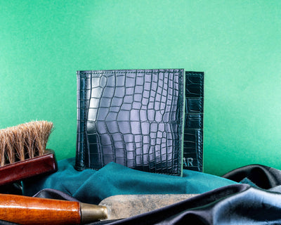 Bespoke Money Clip in Hunter Green Crocodile