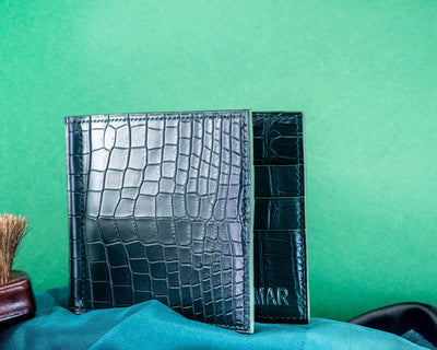 Bespoke Money Clip in Hunter Green Crocodile