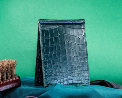 Bespoke Money Clip in Hunter Green Crocodile