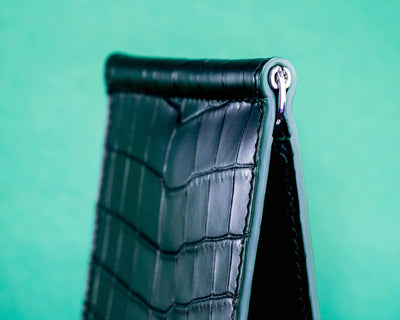 Bespoke Money Clip in Hunter Green Crocodile
