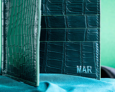 Bespoke Money Clip in Hunter Green Crocodile
