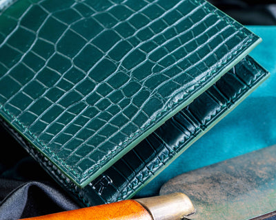 Bespoke Money Clip in Hunter Green Crocodile