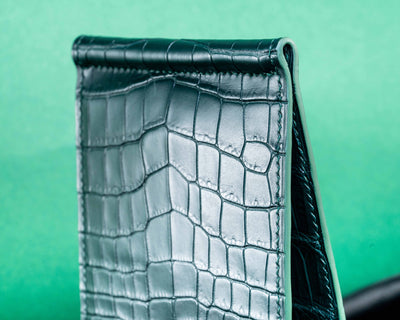 Bespoke Money Clip in Hunter Green Crocodile