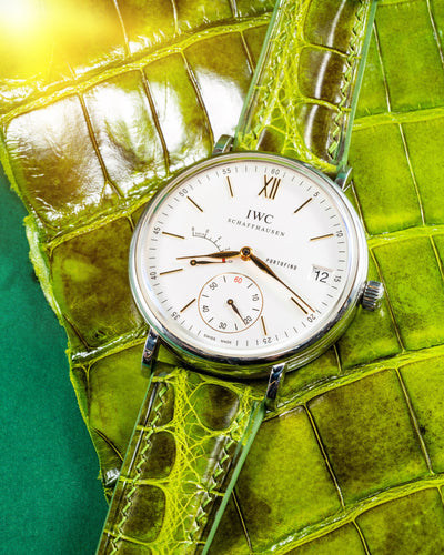 Bespoke Watch Strap in Apple Green Himalayan Crocodile