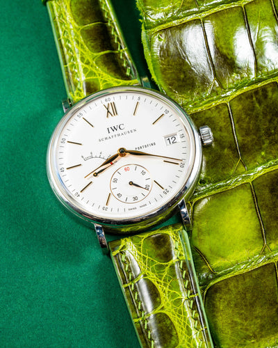 Bespoke Watch Strap in Apple Green Himalayan Crocodile