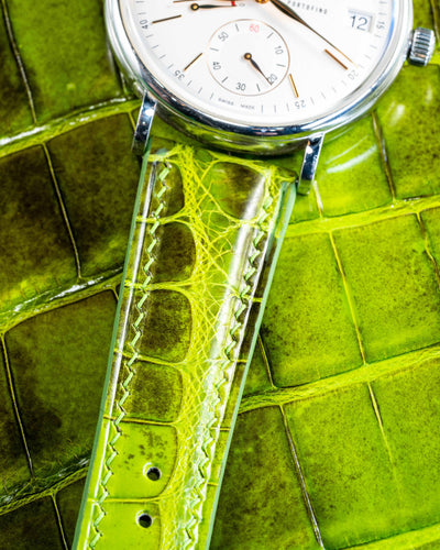 Bespoke Watch Strap in Apple Green Himalayan Crocodile