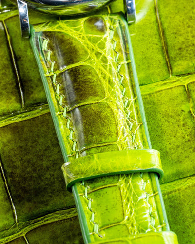 Bespoke Watch Strap in Apple Green Himalayan Crocodile
