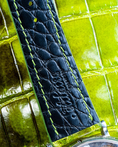 Bespoke Watch Strap in Apple Green Himalayan Crocodile