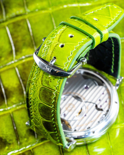 Bespoke Watch Strap in Apple Green Himalayan Crocodile