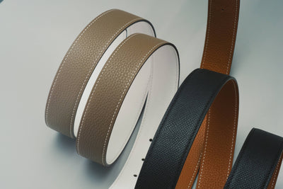 Bespoke Reversible Belts in Black, Etoupe Togo & White, Chestnust Brown Epsom