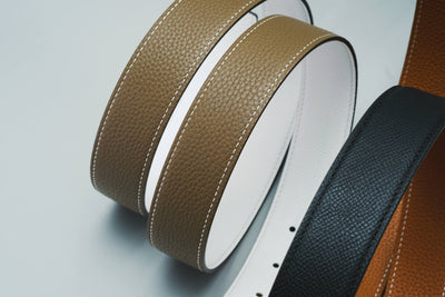 Bespoke Reversible Belts in Black, Etoupe Togo & White, Chestnust Brown Epsom