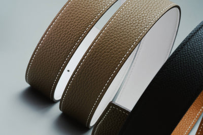 Bespoke Reversible Belts in Black, Etoupe Togo & White, Chestnust Brown Epsom