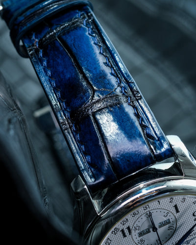 Bespoke Watch Strap in 2 Navy Blue Crocodile