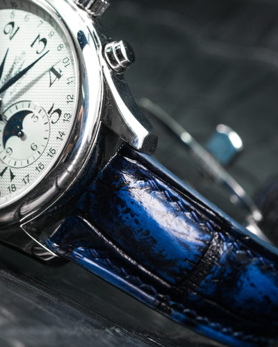 Bespoke Watch Strap in 2 Navy Blue Crocodile