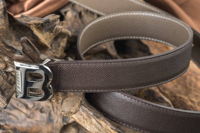 Bespoke Reversible Belt in Brown Togo & Etoupe Epsom