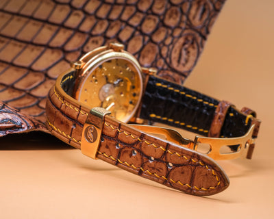 Bespoke Watch Strap in 2 Tone Chestnut Brown Crocodile