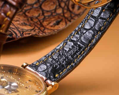 Bespoke Watch Strap in 2 Tone Chestnut Brown Crocodile