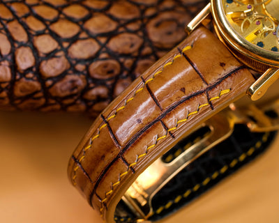 Bespoke Watch Strap in 2 Tone Chestnut Brown Crocodile