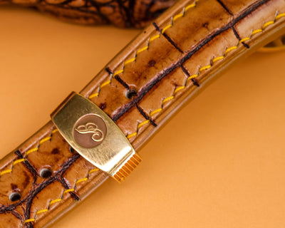 Bespoke Watch Strap in 2 Tone Chestnut Brown Crocodile