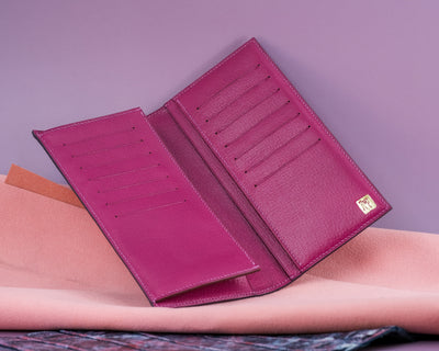 Bespoke Long Wallet in Multi-Purple Galaxy Crocodile
