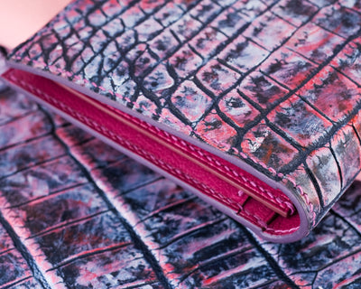 Bespoke Long Wallet in Multi-Purple Galaxy Crocodile