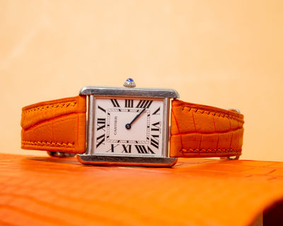 Bespoke Watch Strap in 2 Tone Orange Crocodile