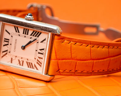 Bespoke Watch Strap in 2 Tone Orange Crocodile