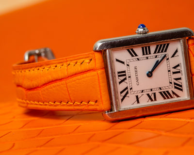 Bespoke Watch Strap in 2 Tone Orange Crocodile