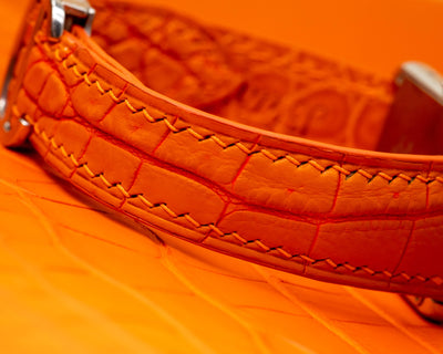 Bespoke Watch Strap in 2 Tone Orange Crocodile
