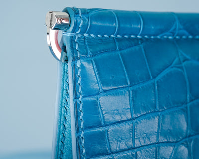 Bespoke Money Clip in Turquoise Blue Crocodile