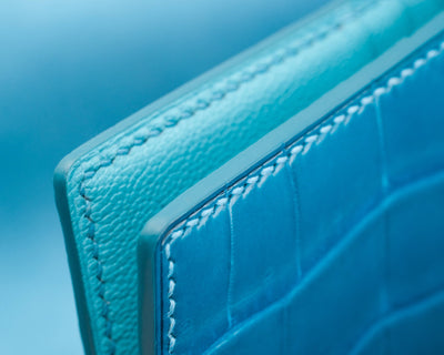 Bespoke Money Clip in Turquoise Blue Crocodile
