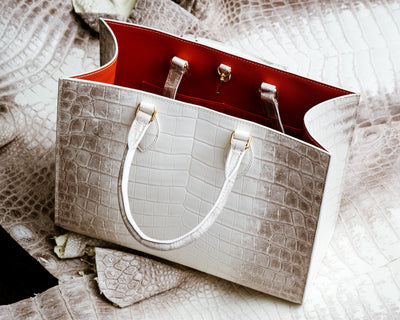 Bespoke Ladies Handbag in Natural Himalayan Crocodile