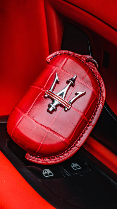 Bespoke Key Fob Cover in Ferrari Red Crocodile