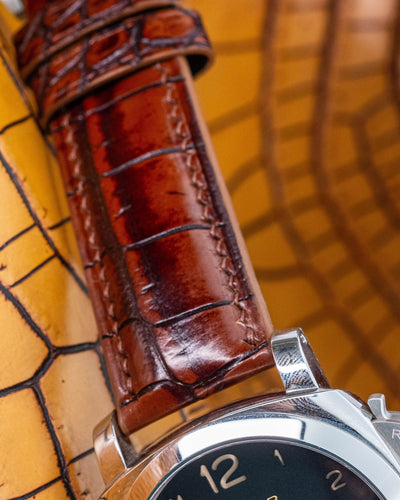 Bespoke Watch Strap in 2 Tone Dark Brown Crocodile