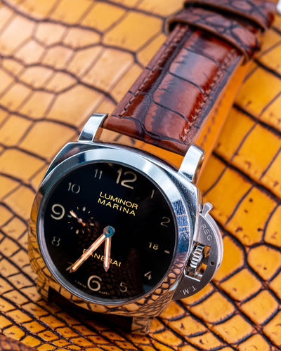 Bespoke Watch Strap in 2 Tone Dark Brown Crocodile