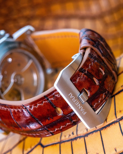 Bespoke Watch Strap in 2 Tone Dark Brown Crocodile