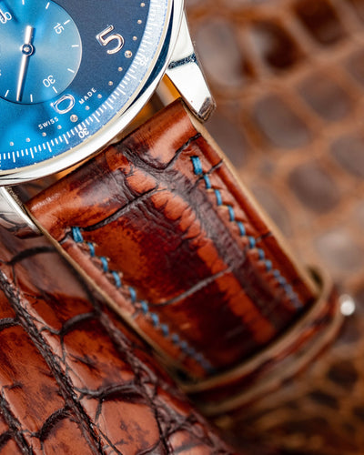 Bespoke Watch Strap in 2 Tone Dark Brown Crocodile